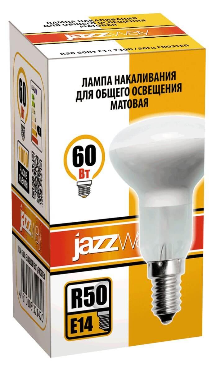 лампа накаливания jazzway e14 60w 2700k матовая 3321420