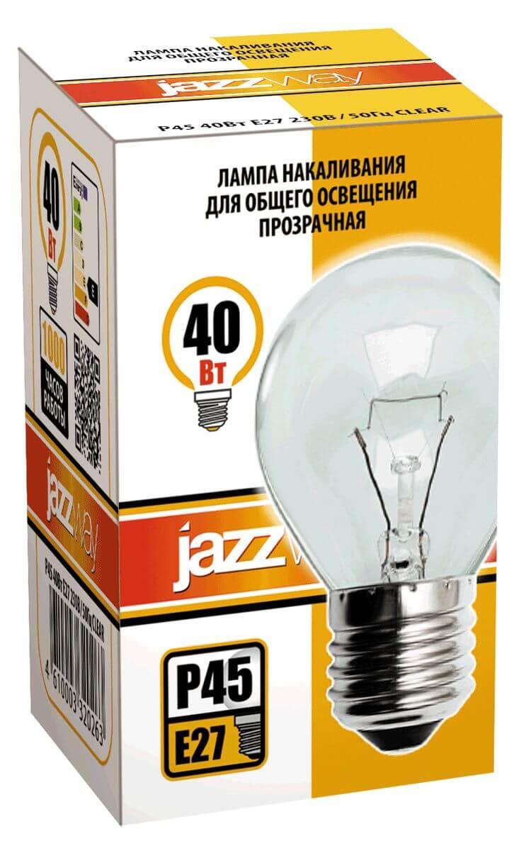лампа накаливания jazzway e27 40w 2700k прозрачная 3320263