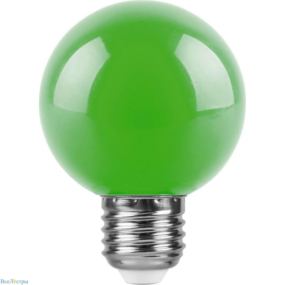 лампа светодиодная feron e27 3w зеленая lb-37125907