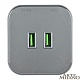 трековая розетка arte milano am-track-sockets 380022ts/usbx2 grey